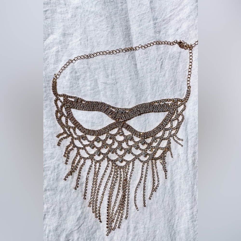 Gold Crystal Halloween Mask - Sexy Unique Cleopatra Masquerade Ball - Adjustable